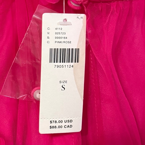 Anthropologie Sunday in Brooklyn Vibrant Pink Ruffled mesh Top - Picture 9 of 9